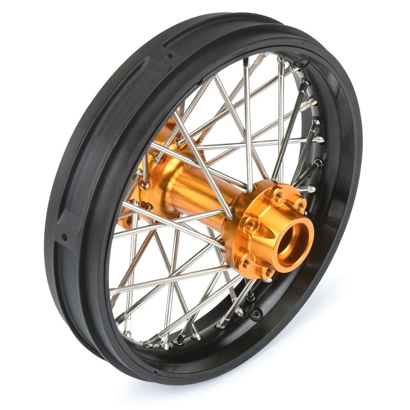 برو-لاين ريسينج عجلة خلفية Pro-Line Racing 1/4 Pro-Spec ألومنيوم V2 خرزية مجمعة باللون الأسود/الذهبي Pro Moto-MX PRO283700T3 - Image 3